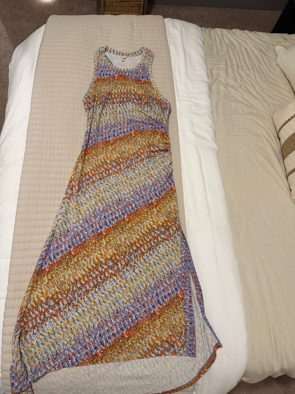 Striped Multi-Color Maxi Dress - Sleeveless Summer Dress
